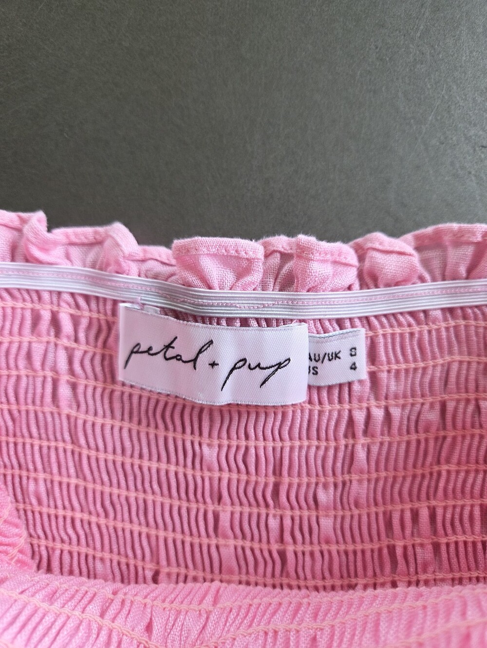 Petal & Pup Pink Linen Gabriella Off The Shoulder Maxi Dress Size 4 Cottagecore - Picture 5 of 8